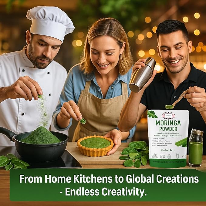Confect Moringa Leaf Powder | 100% Pure & Natural Green Powder for Smoothies, Tea, Juices & Cooking | Vegan, Gluten-Free, No Additives, Non-GMO – 8 OZ