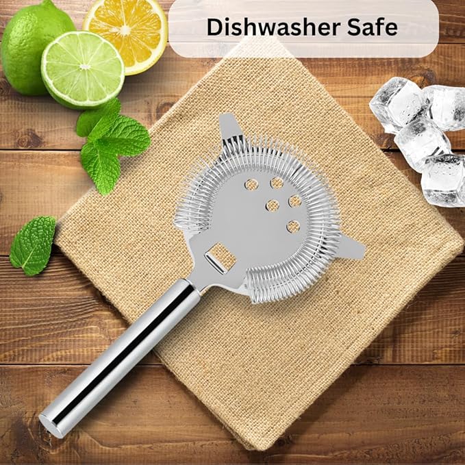 Cocktail Strainer - Stainless Steel Hawthorne Strainer With Handle - Bar Strainer With High Density Spring - Drink Strainer For Cocktails Great For Home Bar Or Professional Bartenders