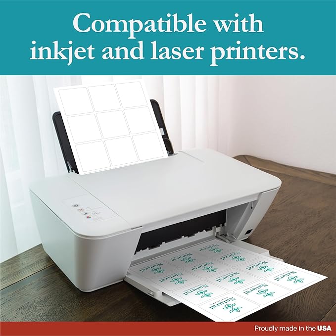 Premium Label Supply White Sticker Square Labels – 2.5" x 2.5" – Laser/Inkjet Compatible – (12 per Sheet), 500 Sheets – 6000 Total Adhesive Labels