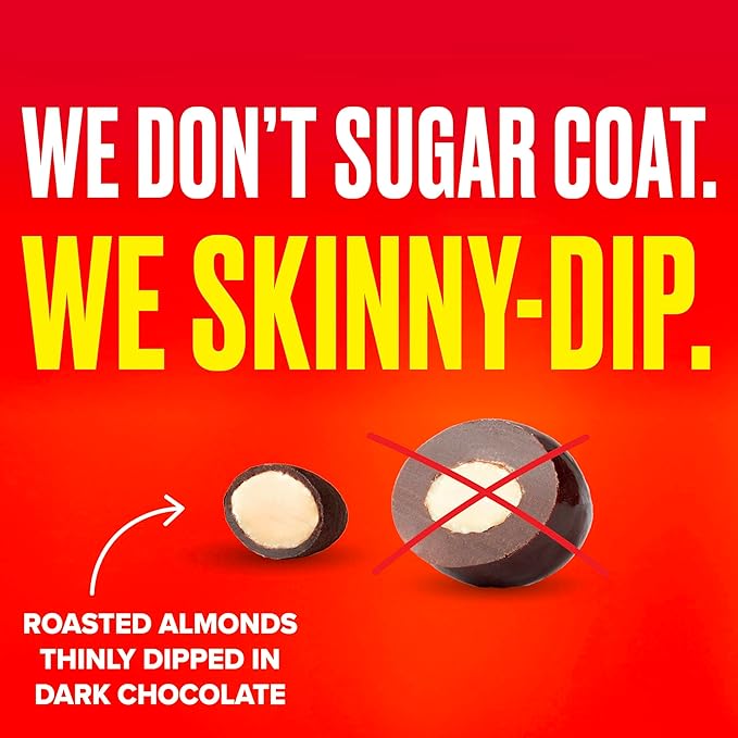 SkinnyDipped Dark Chocolate Peanut Butter Almonds, Chocolate Covered Almonds, Low Sugar, Gluten Free, Healthy Snack, 1.2 Ounce Bags (Pack of 15)