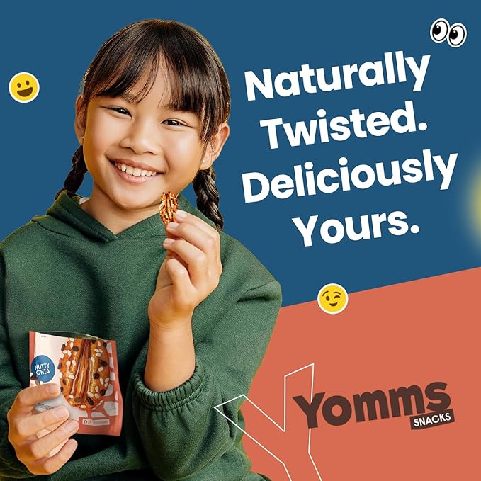 Yomms Nutty Chia Pecans Halves – Low Sugar Healthy Dessert Snack | Crunchy Chia Seeds Pecan Snack | Lightly Sweetened, Honey Roasted Mixed Nuts | Great for Snacking, Salads - 1.3oz - Pack of 12