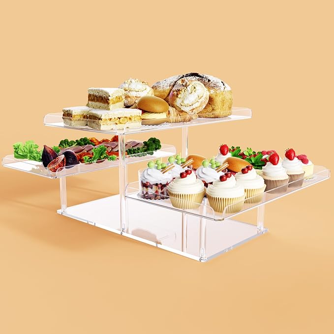 3 Tier Serving Tray for Entertaining, Acrylic Dessert Table Display Set for Party Supplies, Serving Platters and Trays for Food, Cupcake Buffet Dessert Risers Stands for Weddings Baby Shower