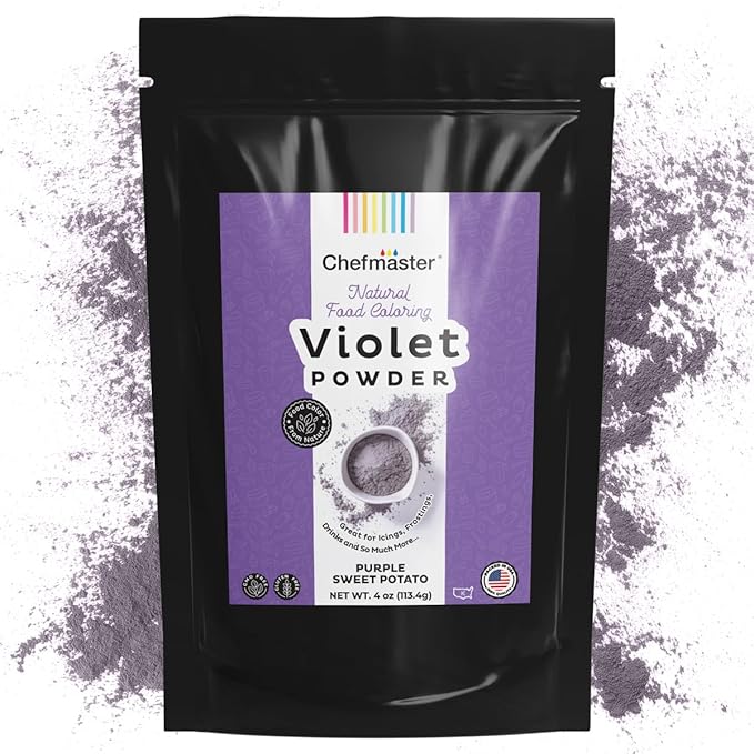 Plant-Based Natural Food Color Powder by Chefmaster, No Artificial Dyes, Purple Sweet Potato Powder for Icing, Fondant, Buttercream & Decorating, Quality Crafted in California USA, Violet, 4 oz