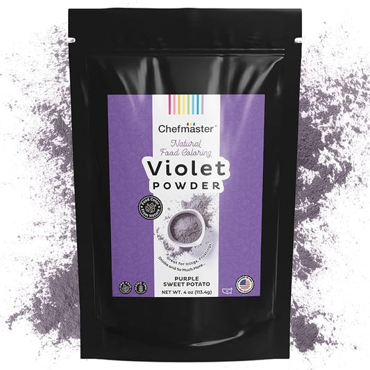 Plant-Based Natural Food Color Powder by Chefmaster, No Artificial Dyes, Purple Sweet Potato Powder for Icing, Fondant, Buttercream & Decorating, Quality Crafted in California USA, Violet, 4 oz
