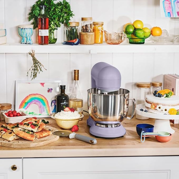 Beautiful 5.3QT 300W Stand Mixer with 12 Speeds, Tilt-Head, Splash Guard & Dishwasher-Safe Accessories, Soft Matte Finish – Mixes Up to 9 Dozen Cookies, Includes Dough Hook & Whisk (Lavender)