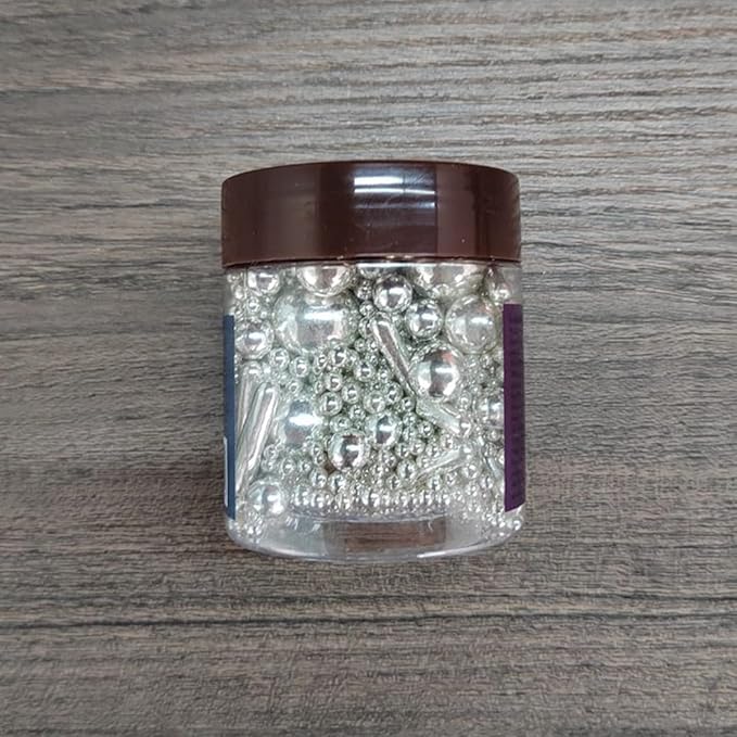 Edible Silver Pearl Sugar Sprinkles Candy Mix Size Baking Edible Cake Decorations Cupcake Toppers Cookie Decorating Wedding Party Valentine Halloween Christmas Supplies 85g/3oz