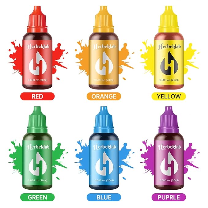 Food Coloring Liquid - 6 Colors x 20 ml Water-Based Concentrated Food Dye for Slime, Baking, Icing, Cake Decorating & Easter Eggs