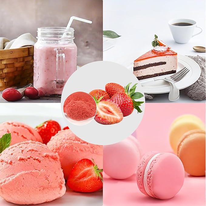 Freeze Dried Strawberries Powder - 3.52oz | 100g, No Sugar Added | Single Ingredient | Natural Fruit Powder | Family Pack, Strawberry Seasoning for Baking, Drinks, Smoothies
