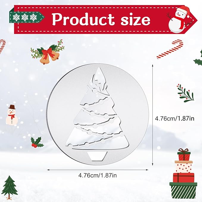 Nuenen 12 Pcs Christmas Cookie Press Set Cookie Press Discs Stainless Steel Stencils Metal Mold Disc for Baking Holiday Cakes Christmas Birthday Cake Decoration, 12 Style(Novel)