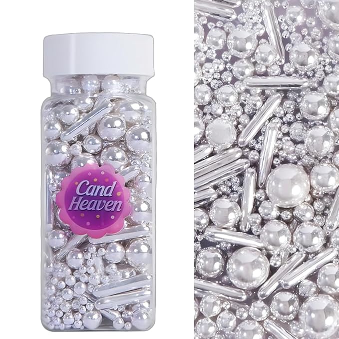 White Pearl Sprinkles and Edible Pearls, 120g (4.23oz), Cake Decorating Supplies, Shiny Cake Pearls for Cookies, Cupcakes, Cake Decorating