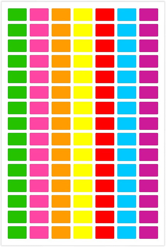 PARLAIM Pack of 1575 Square Color Coding Labels,1/2" x 3/4" Rectangular Stickers in 7 Colors Rectangle Folder File Labels