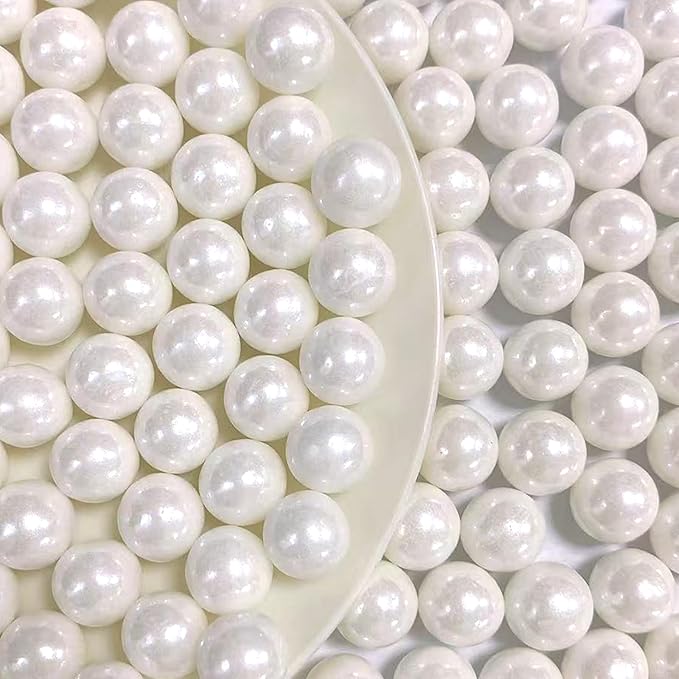 PhilaeEC White Peals 14mm Size Sprinkles for Cake Decoration Edible Candy Baking Cookie Cupcake Toppers Wedding Party Valentines Halloween Christmas Supplies 3.88oz