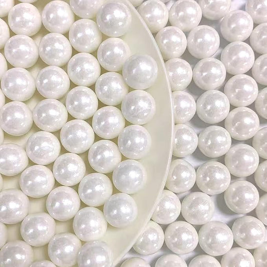 PhilaeEC White Peals 14mm Size Sprinkles for Cake Decoration Edible Candy Baking Cookie Cupcake Toppers Wedding Party Valentines Halloween Christmas Supplies 3.88oz