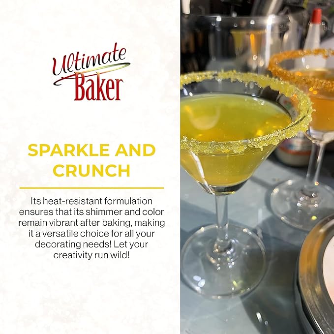 Ultimate Baker - Sanding Sugar, Yellow - Vibrant, Naturally Colored Baking & Decorating Sugar, Perfect for Sprinkling on Cakes, Desserts & Ice Cream, Medium Crystal - 16oz