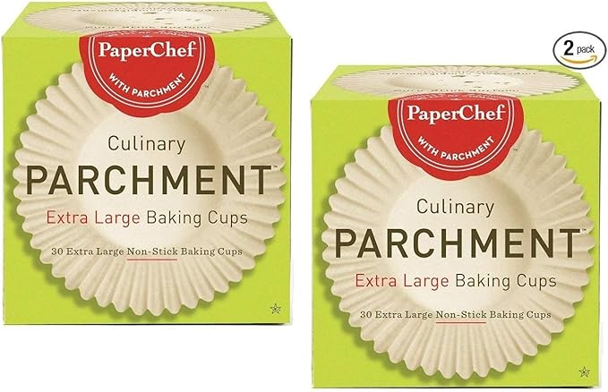 PaperChef - X-Large Parchment Baking Cups - Easy Release, Non-Stick Paper, Unbleached, Compostable - Perfect For Cupcakes and Muffins - 30 count - 2 pack