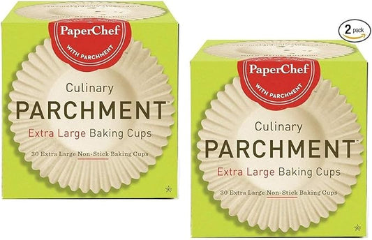 PaperChef - X-Large Parchment Baking Cups - Easy Release, Non-Stick Paper, Unbleached, Compostable - Perfect For Cupcakes and Muffins - 30 count - 2 pack