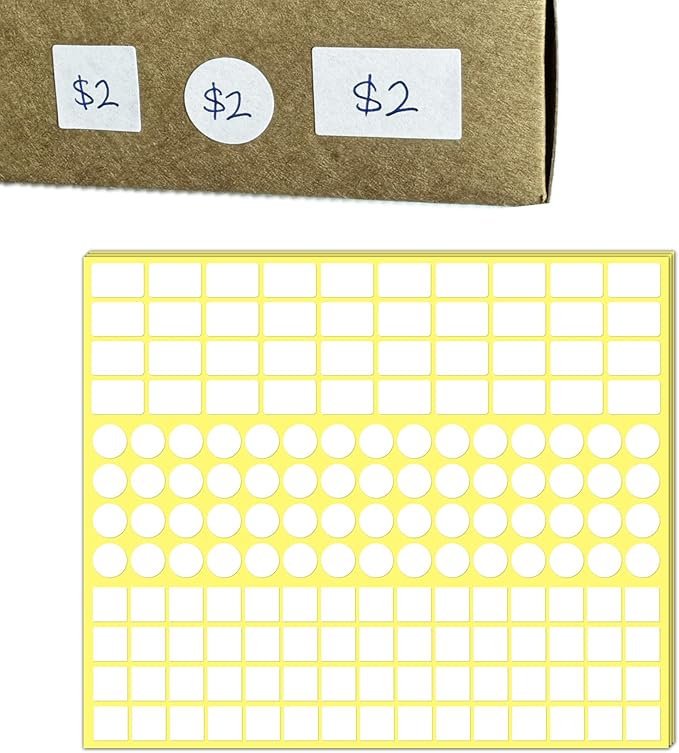 4000 Pieces, 3 Sizes - White Price Stickers, Small Pricing Tag Labels to Write On - 0.75 x 0.5 inch + 0.5 inch