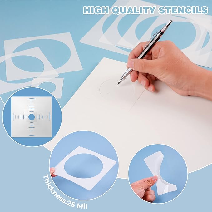 Large Circle Stencil for Painting,Reusable Plastic 8 Pcs Circle Templates Stencils for Fabric Walls Paper Arts Projects Home Decoration