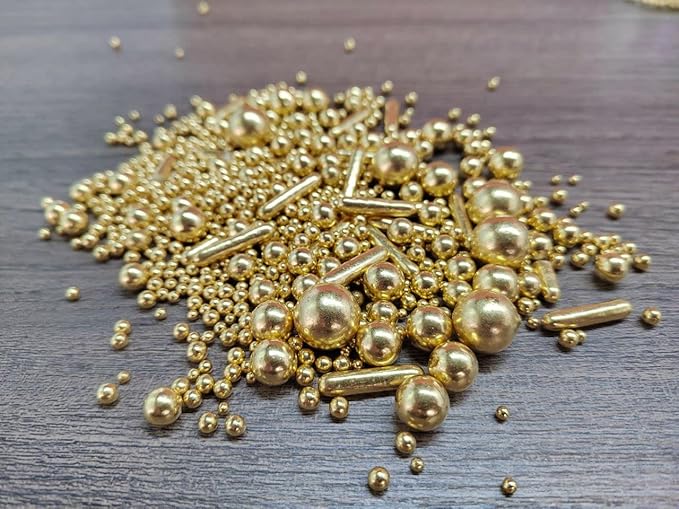 Edible Gold Pearl Sugar Sprinkles Candy Mix Size Baking Edible Cake Decorations Cupcake Toppers Cookie Decorating Wedding Party Valentine Halloween Christmas Supplies 85g/3oz