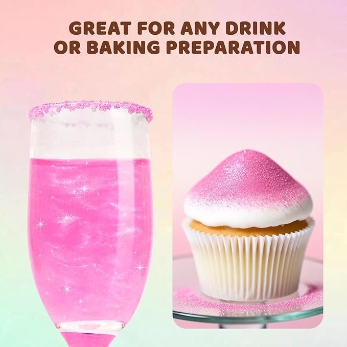 Pink Edible Glitter Spray, Edible Glitter for Cocktails, Food Grade 5g, Shimmer Luster Dust for Drinks, Cake Decorating, Cupcake, Baking, Cookies, Kosher