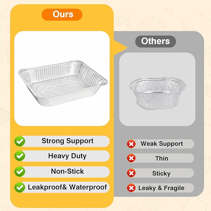 Gladify Aluminum Foil Pans 9x13 Disposable Baking Pans 30 Pack Heavy Duty Half Size Tin Foil Trays for Steam Table, Roasting, Cooking, Heating, Freezing Food1