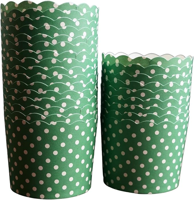 Paper Baking Cups (Polka Dots), Greaseproof Disposable Cupcake Liners (Green, Large Cups (50-Pack))