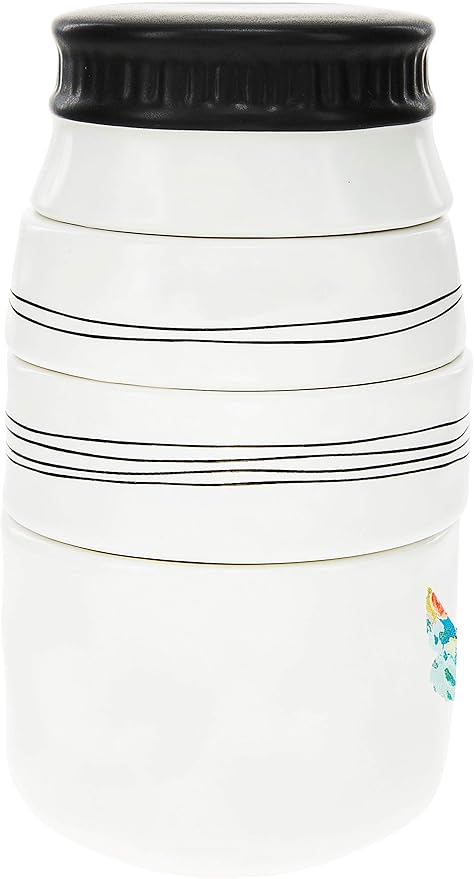 Pavilion Gift Company Cherished Blessed Loved Beyond Measure - 4 Piece Stoneware Stackable Measuring Cup Set (87525), White, 6"