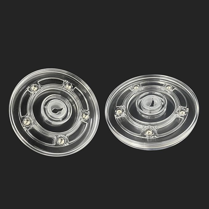 2PCS 4" Small Lazy Susan Turntable, Clear Acrylic Ball Bearing Rotating Tray Display Base for Spice Rack Table Cake Kitchen Pantry Decorating, 40 lb Load, 360° Smooth Rotation