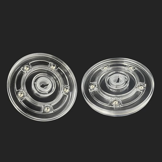 2PCS 4" Small Lazy Susan Turntable, Clear Acrylic Ball Bearing Rotating Tray Display Base for Spice Rack Table Cake Kitchen Pantry Decorating, 40 lb Load, 360° Smooth Rotation