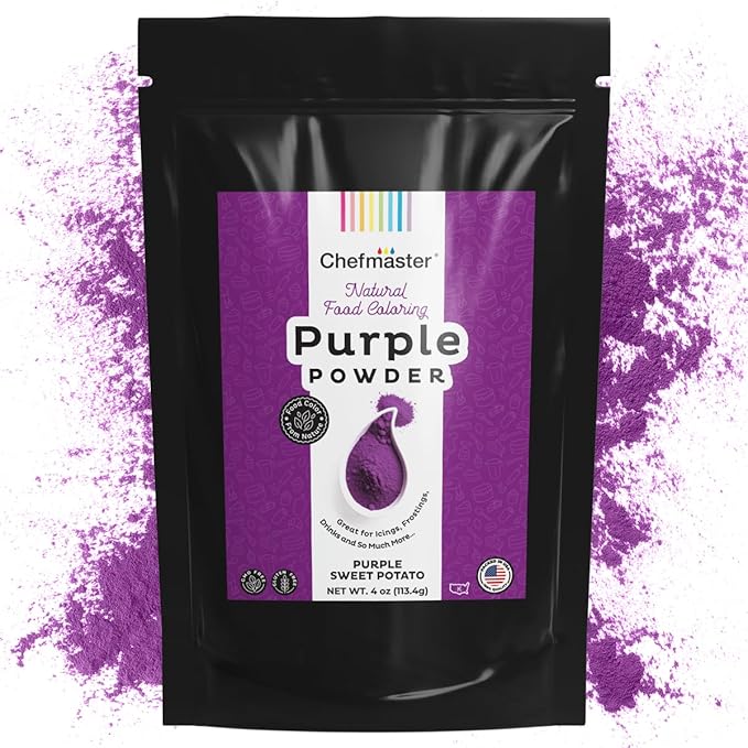 Plant-Based Natural Food Color Powder by Chefmaster, No Artificial Dyes, Purple Sweet Potato Powder for Icing, Fondant, Buttercream & Decorating, Quality Crafted in California USA, Purple, 4 oz