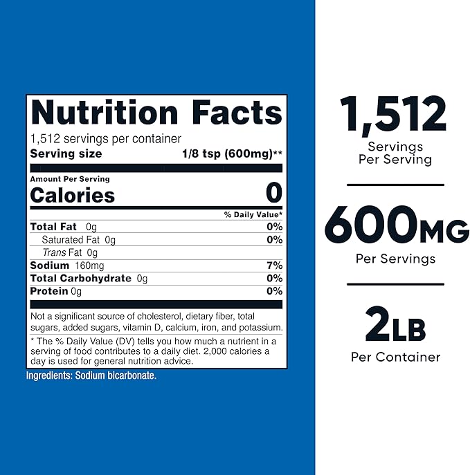 Nutricost Sodium Bicarbonate (2 LB) - 600mg Per Serving, Non-GMO, Gluten Free