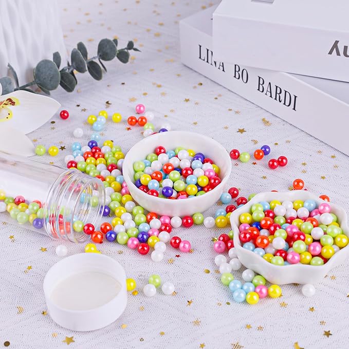 Edible Rainbow Sugar Sprinkles Rainbow Pearl Sprinkle Baking Decorations 7mm 130g/4.58 Oz White Sugar Pearls for Cake Decorating Edible Ball Candy Pearls Ice Cream Toppings Wedding Chirstmas Supplies