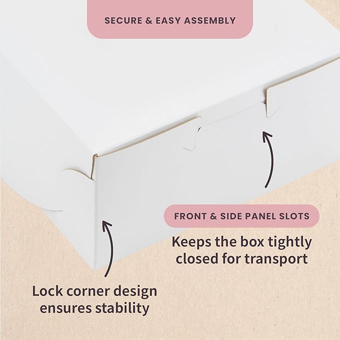 FC Meyer Bakery Boxes - Reversible Classic 10” Layer Cake Box, Versatile Reversible Paperboard – Choose White Or Kraft Side, Ideal for Small Bakery Cafes, Made In USA, Size 10 x 10 x 5 (Pack of 50)