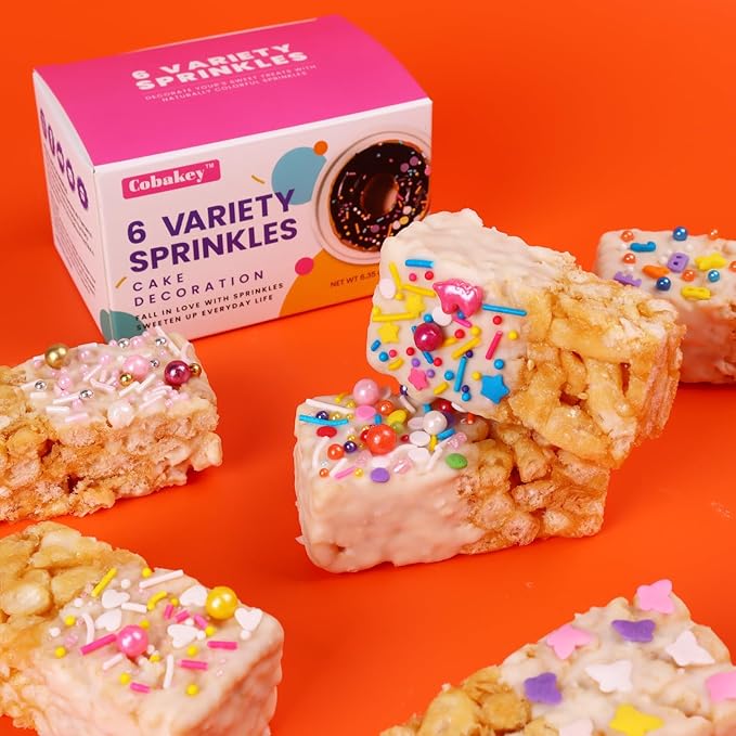 Sprinkles For Cake Decorating, Cupcake, Cookies, Ice Cream Topper, 6 Packs Colorful Sprinkles, Pastel Sprinkles, Six of assorted Sprinkles for Cake Baking, Perfect For Birthdays, New Year’S Eve, Graduations