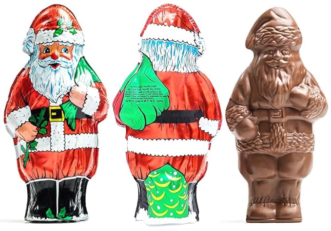 Madelaine Premium 3D Semi Solid Milk Chocolate Santa - American-Made & Swiss Formula - Individually Wrapped - Creamy Milk Chocolate Santa Total of 8oz