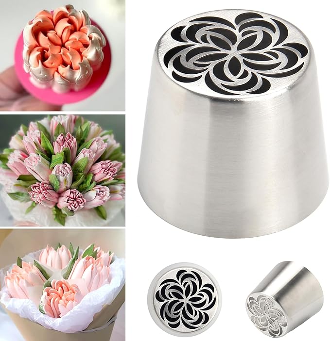 Extra Large Russian Piping Tips for Marshmallows Stainless Steel Flower Frosting Nozzles many styles Cake Decorating Baking tool for Buttercream, Cupcakes Cookies(SL64)
