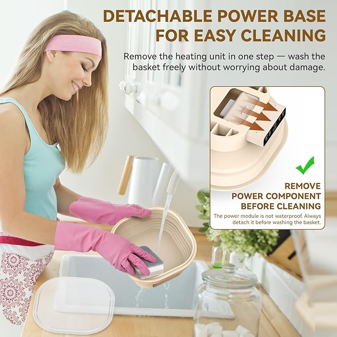 Heating Sourdough Banneton Bread Proofing Basket Kit with Timer & 6 Temp Settings, 2L Foldable Silicone Dough Proofing Box Electric Sourdough Starter Warmer Set for Dough Rising, Baking Supplies