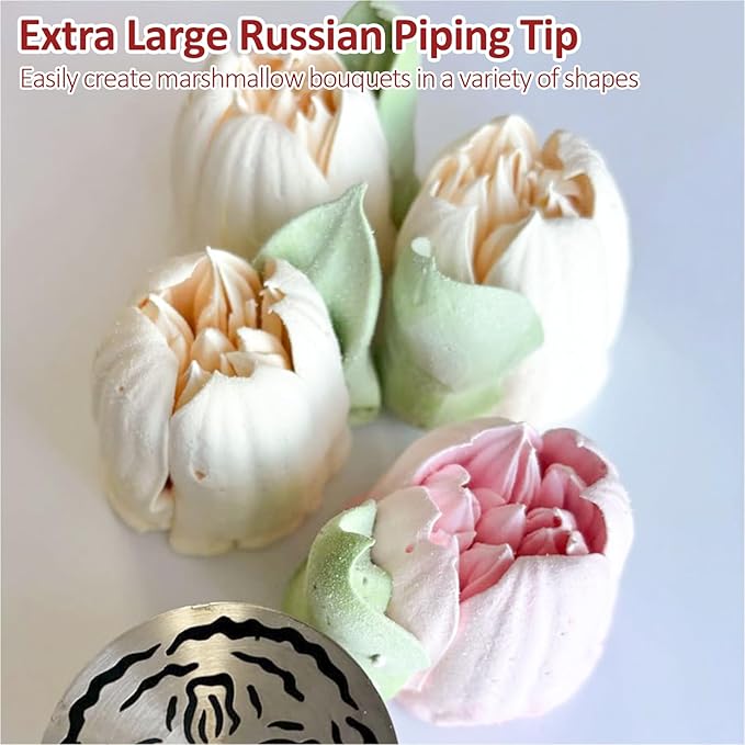 Extra Large Russian Piping Tips for Marshmallows Stainless Steel Flower Frosting Nozzles many styles Cake Decorating Baking tool for Buttercream, Cupcakes Cookies(SL67)