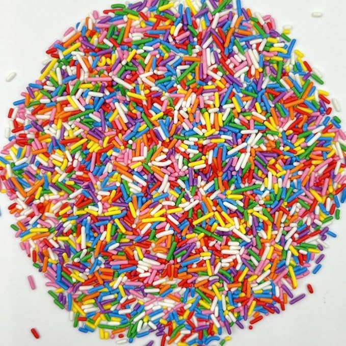 Sentovac Edible Smooth Rainbow Jimmies Sprinkles for Cake Decorating | Cupcake and Ice Cream Toppers Cake Decorations | Soft Jimmies Sprinkles for Baking | 1 Bottle 2.75oz Cookie Decorating Celebrations Wedding Shower Party Chirstmas Supplies