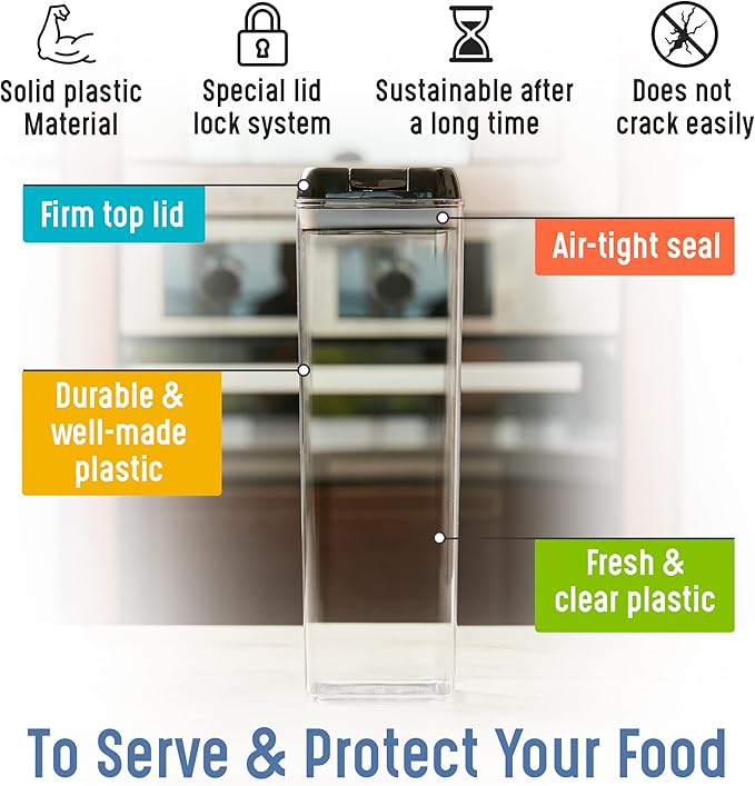Airtight Food Storage Containers Durable Food Containers to Keep Food Fresh – Tidy Your Kitchen Using Our Pantry Storage – Airtight Containers for Organizing - 3pc set