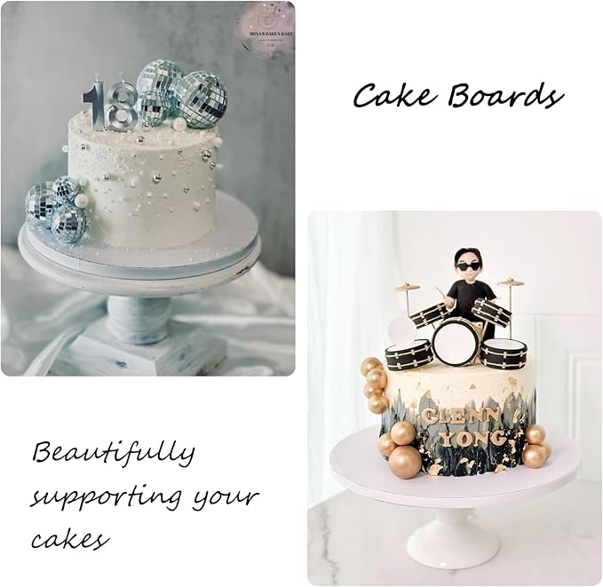 5 Pack Cake Boards 6 Inch Round Cake Drum White 1/2” Thick Cake Drums Corrugated Cardboard Cake Base for Multi-Layer Cakes Sturdy Cake Decorating Supplies
