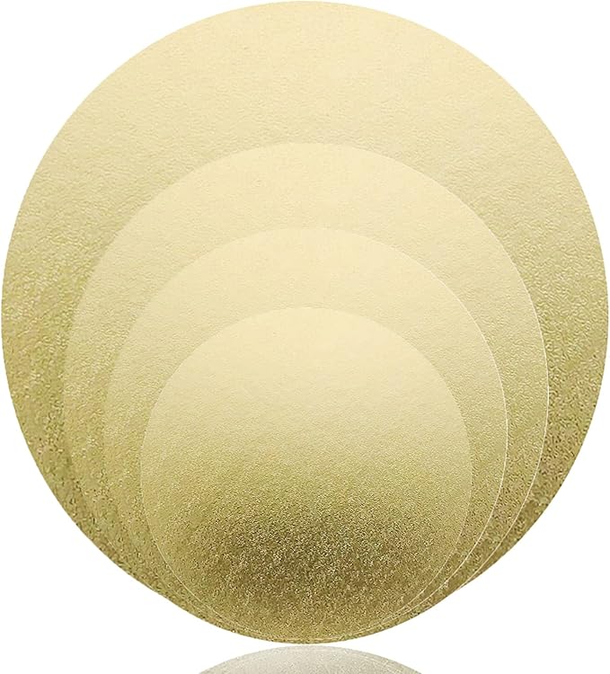 4 Pack Cake Boards, 6, 8, 10, 12 Inch Round Cake Circles, Cake Base Cardboards 1 of Each Size for Cake Decorating, Golden