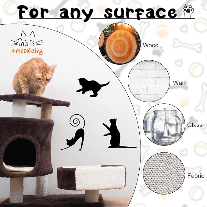 Marspark 66 Pcs Small Stencils for Crafts Reusable 3 Inch Stencils for Painting on Wood DIY Craft Paint Template for Wall Home Decor Card Rock Canvas Drawing Holiday Ornament (Cat and Dog)