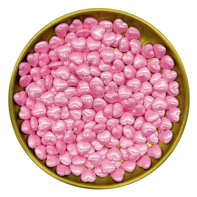 Dynastang Pink Heart Sprinkles Edible Heart Cake Decorating Heart Cake Decorations Cupcake Toppers Cookie Decorating Perfect for Cakes, Cupcakes, Desserts Toppings 3OZ