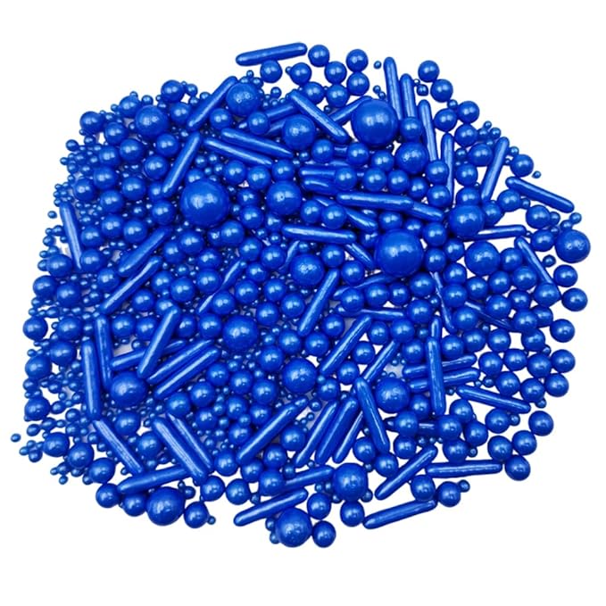 Edible Royal Blue Pearl Sugar Sprinkles Candy Mix Size Baking Edible Cake Decorations Cupcake Toppers Cookie Decorating Wedding Party Valentine Halloween Christmas Supplies 100g/3.53oz