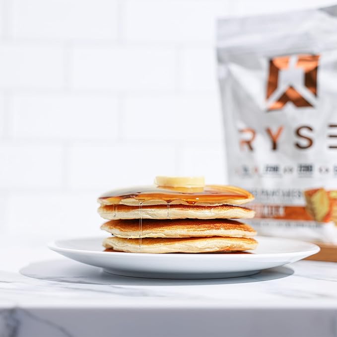 RYSE Loaded Protein Pancake & Waffle Mix - Banana - Naturally Sweetened Breakfast with 21g Protein, 3g MCTs and 2g Fiber - No Added Sugar - High Protein Snack for Clean Energy - 6 Servings