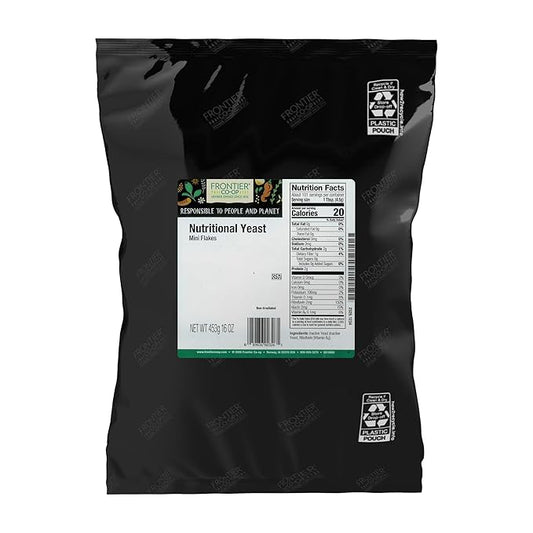 Frontier CO-op Nutritional Yeast Flakes Dairy Free Cheese Flavor 1 lb Bulk Bag