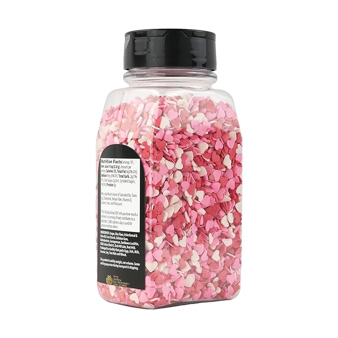 GranAroma Heart Sprinkles, Sweet Decorative Topping, Perfect for Baking & Desserts (9.6 Ounce)