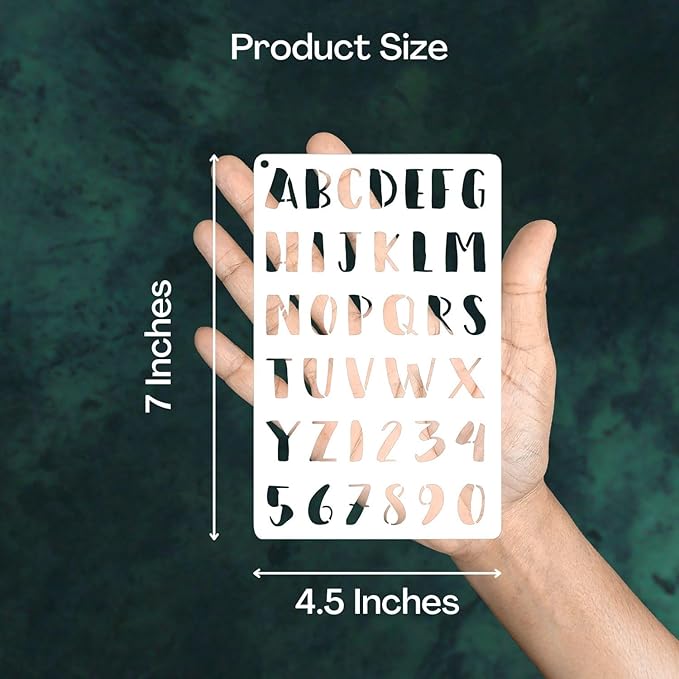 CrafTreat Reusable 24 Pcs Letter and Number Stencils (4.5" x 7" Each) - Alphabet & Number Stencils for Painting on Wood, Cake Decorating, T-Shirts, Greeting Cards, and More