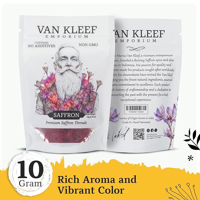 Superior Saffron Threads (Super Negin) Premium grade Saffron Spice for Paella, Risotto, Tea's, and Nutritional Uses (10 Grams)